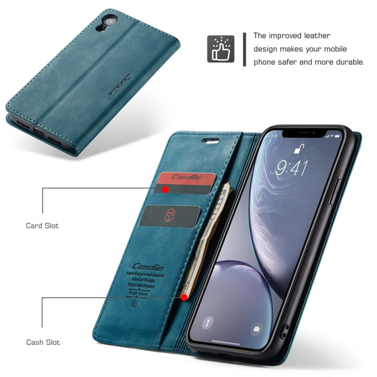 For iPhone XR CaseMe-013 Multifunctional Retro Frosted Horizontal Flip Leather Case with Card Slot & Holder & Wallet(Blue) - free shipping - PMC Jewellery - Order now!