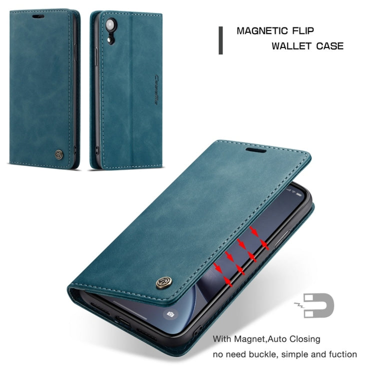 For iPhone XR CaseMe-013 Multifunctional Retro Frosted Horizontal Flip Leather Case with Card Slot & Holder & Wallet(Blue) - free shipping - PMC Jewellery - Order now!