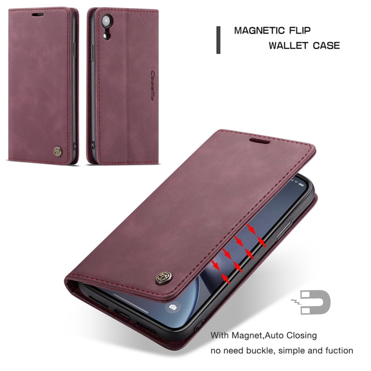 For iPhone XR CaseMe-013 Multifunctional Retro Frosted Horizontal Flip Leather Case with Card Slot & Holder & Wallet(Wine Red) - free shipping - PMC Jewellery - Order now!