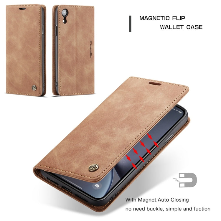 For iPhone XR CaseMe-013 Multifunctional Retro Frosted Horizontal Flip Leather Case with Card Slot & Holder & Wallet(Brown) - free shipping - PMC Jewellery - Order now!