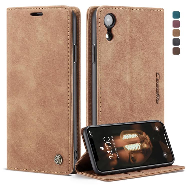 For iPhone XR CaseMe-013 Multifunctional Retro Frosted Horizontal Flip Leather Case with Card Slot & Holder & Wallet(Brown) - free shipping - PMC Jewellery - Order now!