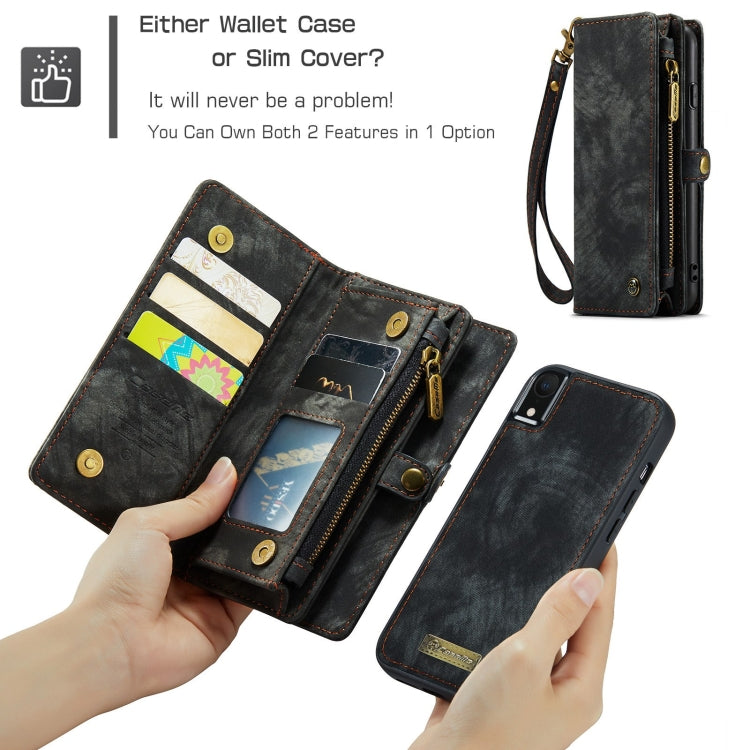 For iPhone XR CaseMe Detachable Multifunctional Horizontal Flip Leather Case with Card Slot & Holder & Zipper Wallet & Photo Frame (Black) - free shipping - PMC Jewellery - Order now!