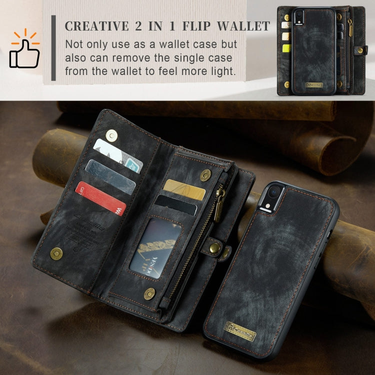 For iPhone XR CaseMe Detachable Multifunctional Horizontal Flip Leather Case with Card Slot & Holder & Zipper Wallet & Photo Frame (Black) - free shipping - PMC Jewellery - Order now!
