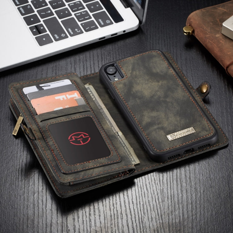 For iPhone XR CaseMe Detachable Multifunctional Horizontal Flip Leather Case with Card Slot & Holder & Zipper Wallet & Photo Frame (Black) - free shipping - PMC Jewellery - Order now!