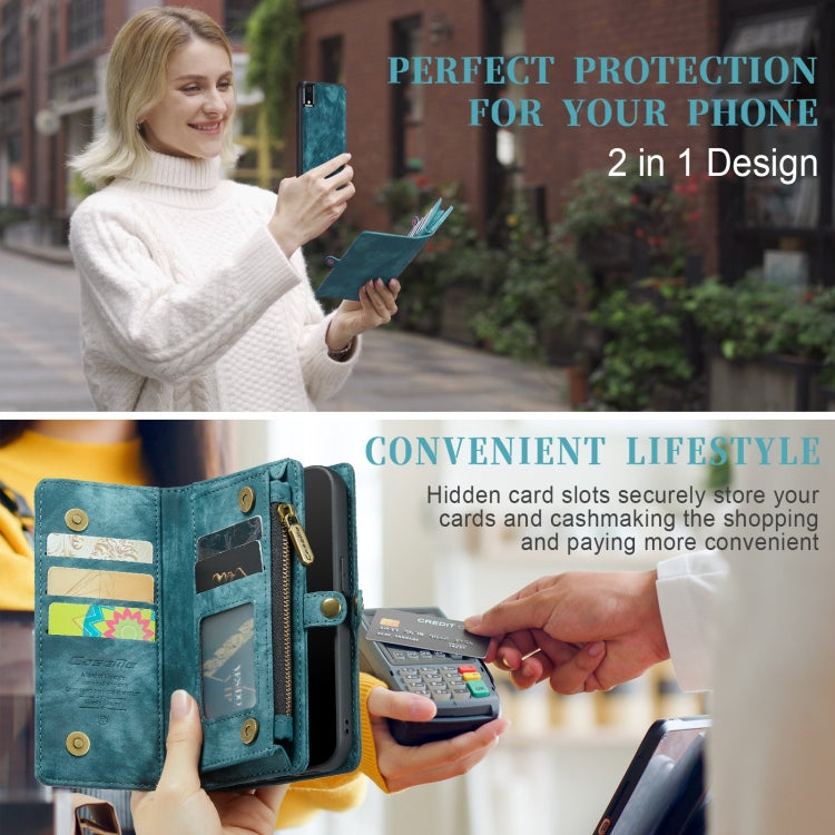 For iPhone XR CaseMe Detachable Multifunctional Horizontal Flip Leather Case with Card Slot & Holder & Zipper Wallet & Photo Frame (Blue) - free shipping - PMC Jewellery - Order now!