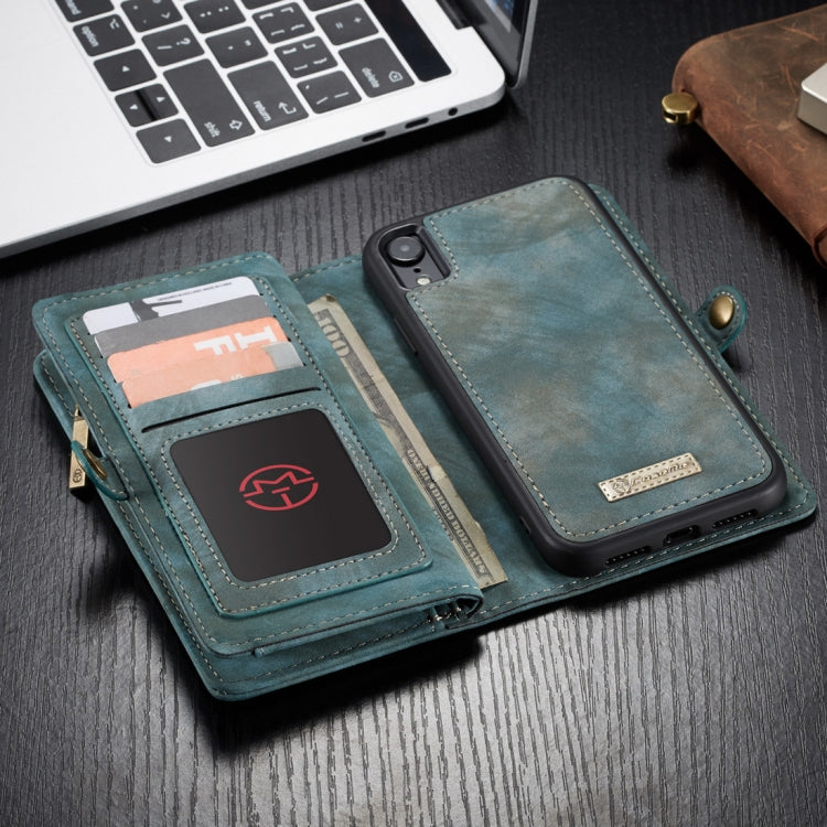 For iPhone XR CaseMe Detachable Multifunctional Horizontal Flip Leather Case with Card Slot & Holder & Zipper Wallet & Photo Frame (Blue) - free shipping - PMC Jewellery - Order now!