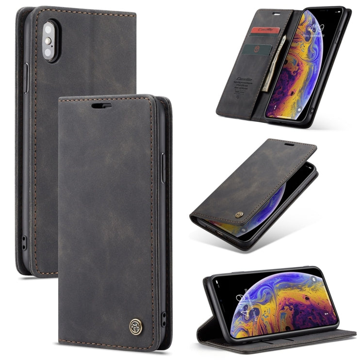 For iPhone X / XS CaseMe-013 Multifunctional Retro Frosted Horizontal Flip Leather Case with Card Slot & Holder & Wallet(Black) - free shipping - PMC Jewellery - Order now!