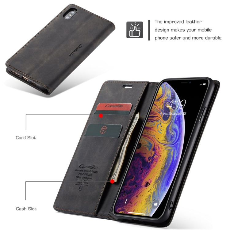 For iPhone X / XS CaseMe-013 Multifunctional Retro Frosted Horizontal Flip Leather Case with Card Slot & Holder & Wallet(Black) - free shipping - PMC Jewellery - Order now!