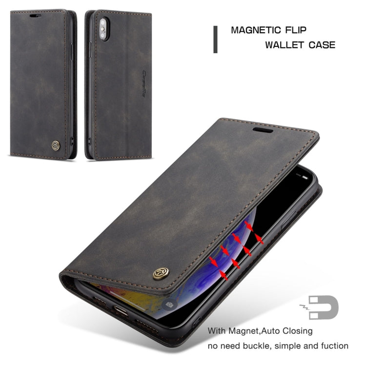 For iPhone X / XS CaseMe-013 Multifunctional Retro Frosted Horizontal Flip Leather Case with Card Slot & Holder & Wallet(Black) - free shipping - PMC Jewellery - Order now!