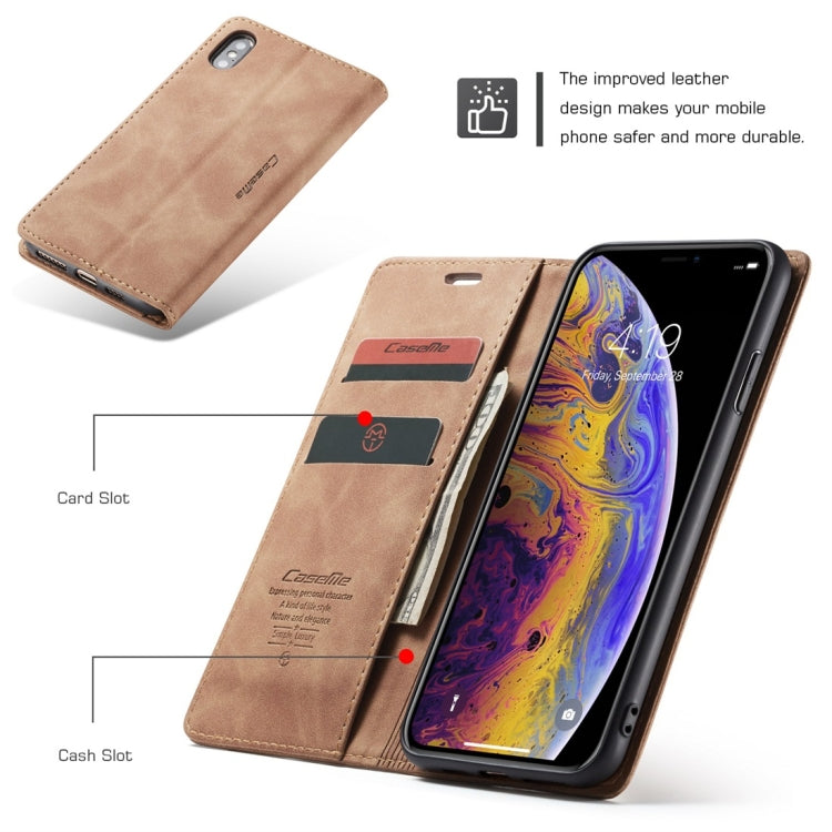 For iPhone X / XS CaseMe-013 Multifunctional Retro Frosted Horizontal Flip Leather Case with Card Slot & Holder & Wallet(Brown) - free shipping - PMC Jewellery - Order now!