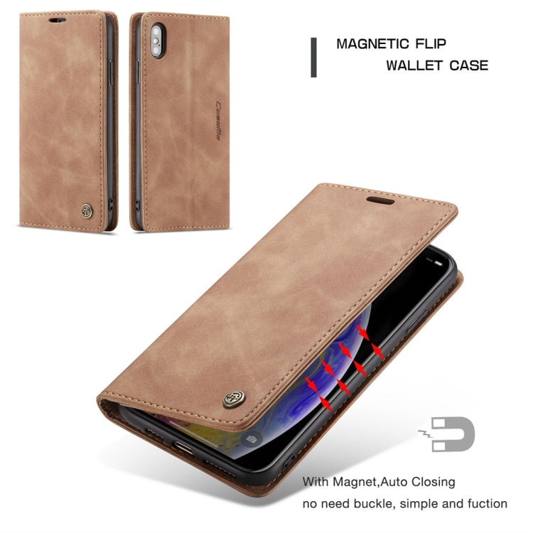 For iPhone X / XS CaseMe-013 Multifunctional Retro Frosted Horizontal Flip Leather Case with Card Slot & Holder & Wallet(Brown) - free shipping - PMC Jewellery - Order now!