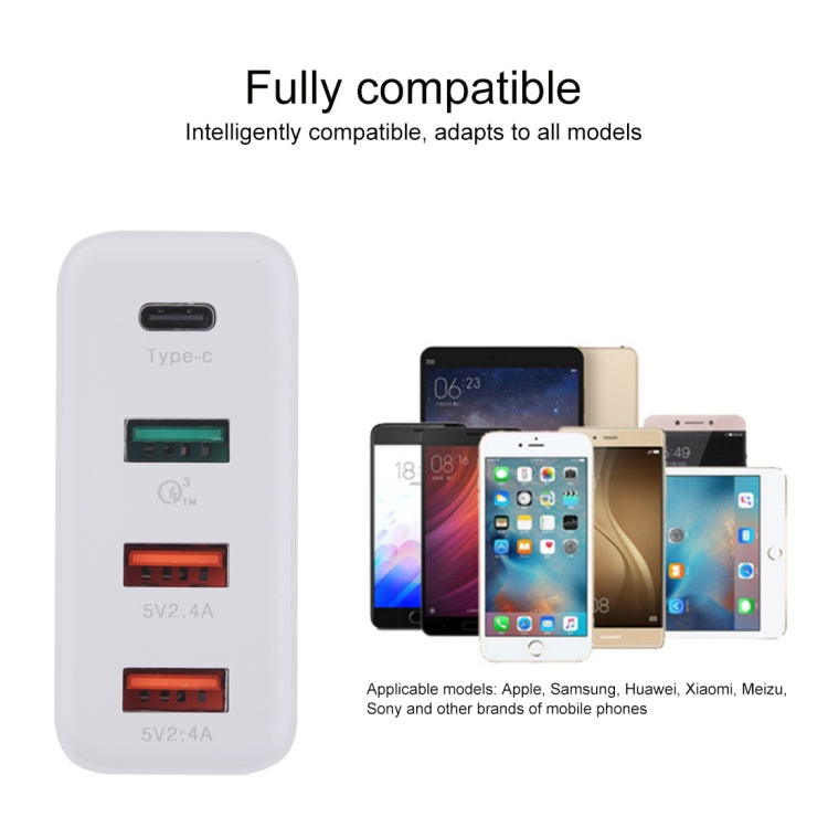 A3P 3A Max Output USB-C / Type-C + QC3.0 + Dual USB 4 Ports Wall Travel Charger, EU Plug - free shipping - PMC Jewellery - Order now!