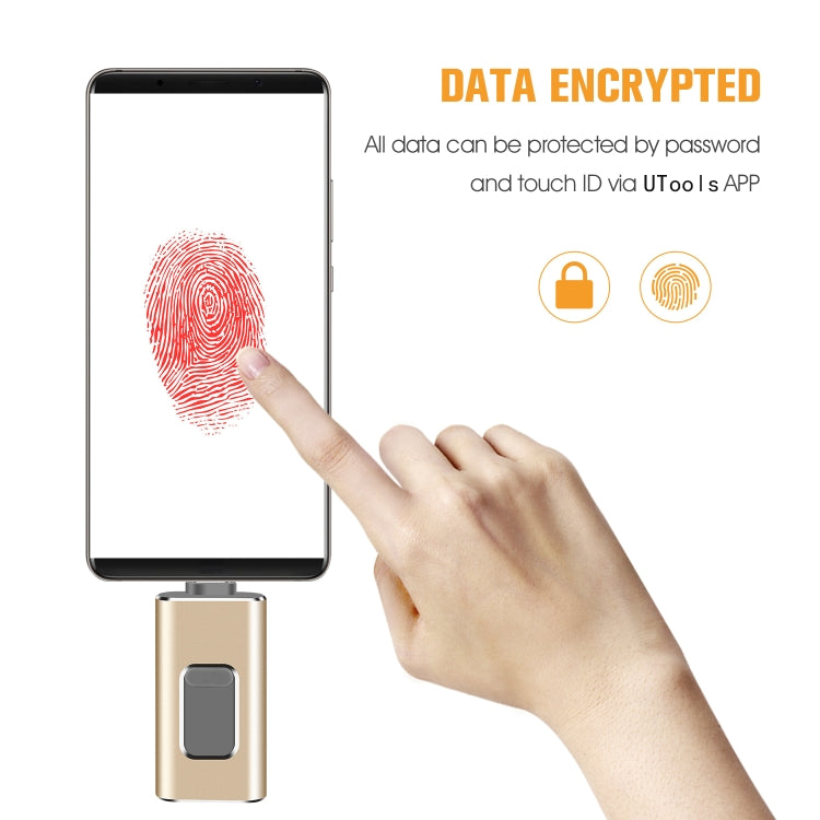 Richwell 3 in 1 64G Type-C + 8 Pin + USB 3.0 Metal Push-pull Flash Disk with OTG Function(Rose Gold) - free shipping - PMC Jewellery - Order now!