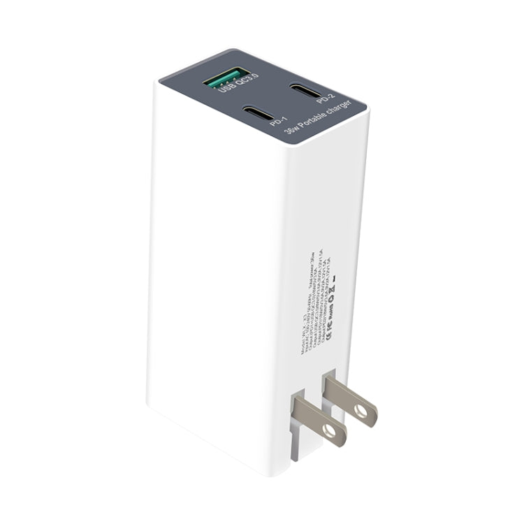 WLX-X3 36W 90 Degrees Foldable Pin Portable Multi-function USB Charger, US Plug - Multifunction Charger by PMC Jewellery | Online Shopping South Africa | PMC Jewellery | Buy Now Pay Later Mobicred