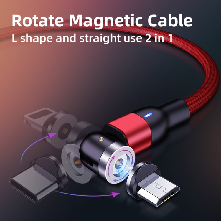 1m 2A Output 3 in 1 USB to 8 Pin + USB-C / Type-C + Micro USB Nylon Braided Rotate Magnetic Charging Cable (Purple) - Charging Cable & Head by PMC Jewellery | Online Shopping South Africa | PMC Jewellery | Buy Now Pay Later Mobicred
