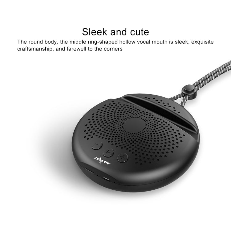 ZEALOT S24 Portable Stereo Bluetooth Speaker with Lanyard & Mobile Card Slot Holder, Supports Hands-free Call & TF Card (Black) - free shipping - PMC Jewellery - Order now!