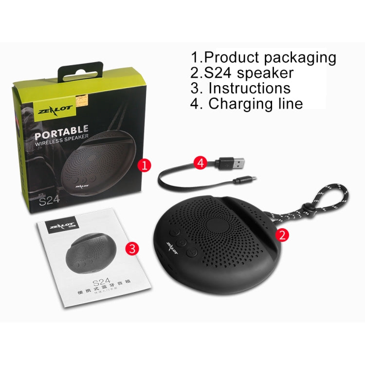 ZEALOT S24 Portable Stereo Bluetooth Speaker with Lanyard & Mobile Card Slot Holder, Supports Hands-free Call & TF Card (Black) - free shipping - PMC Jewellery - Order now!