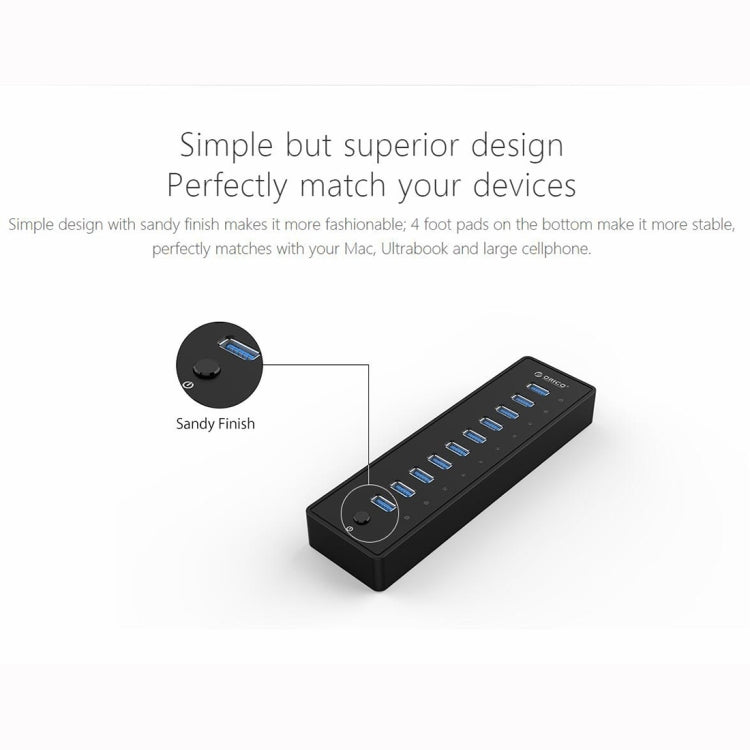 ORICO P10-U3-V1 10 USB 3.0 Ports HUB, Specification: US Plug - USB HUB by PMC Jewellery | Online Shopping South Africa | PMC Jewellery | Buy Now Pay Later Mobicred