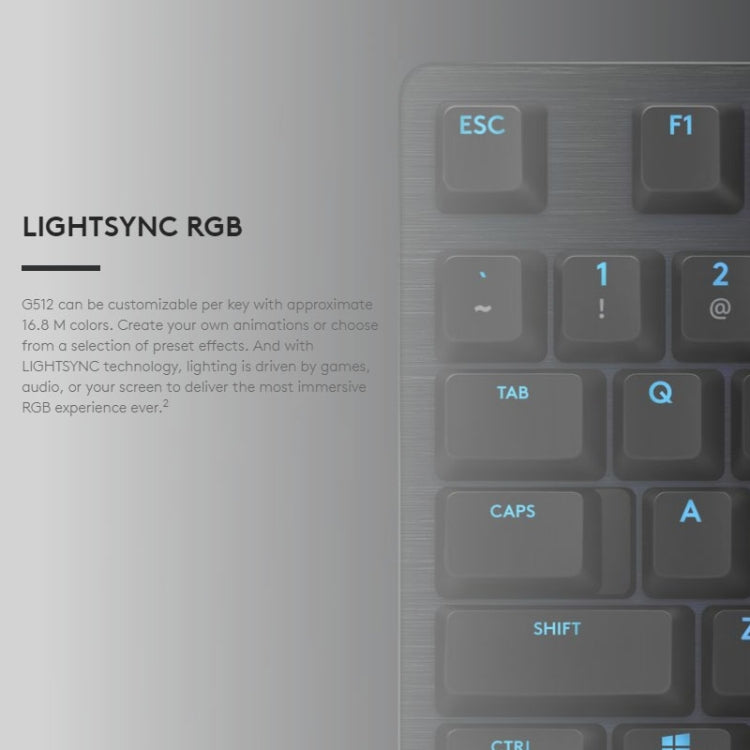 Logitech G512 RGB C-axis Mechanical Wired Gaming Keyboard, Length: 1.8m (Black) - free shipping - PMC Jewellery - Order now!