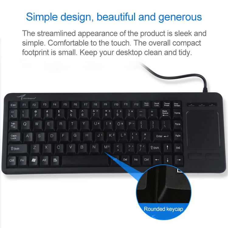 DS-8800 PS / 2 Interface Prevent Water Splashing Laser Engraving Character One-piece Wired Touchpad Keyboard, Length: 1.5m - Wired Keyboard by PMC Jewellery | Online Shopping South Africa | PMC Jewellery | Buy Now Pay Later Mobicred
