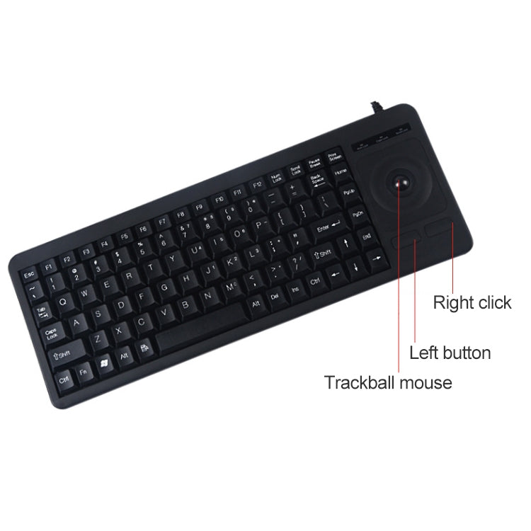 DS-8900 PS / 2 Interface Prevent Water Splashing Laser Engraving Character One-piece Wired Trackball Keyboard, Length: 1.5m - Wired Keyboard by PMC Jewellery | Online Shopping South Africa | PMC Jewellery | Buy Now Pay Later Mobicred
