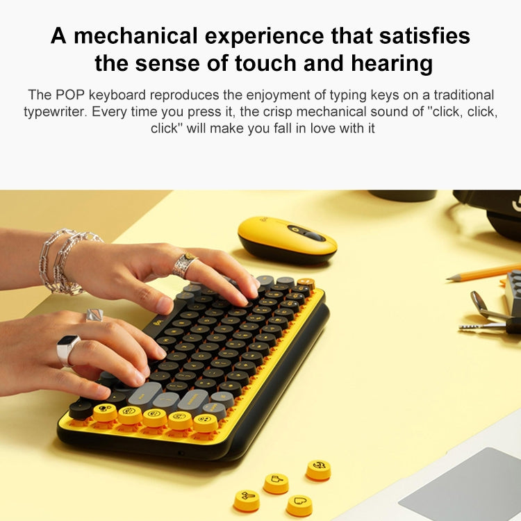 Logitech POP KEYS Round Button Bluetooth Mechanical Keyboard(Yellow) - free shipping - PMC Jewellery - Order now!