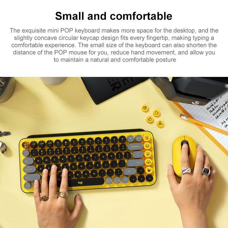 Logitech POP KEYS Round Button Bluetooth Mechanical Keyboard(Yellow) - free shipping - PMC Jewellery - Order now!