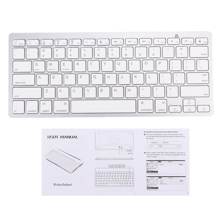 BK-3001 Bluetooth Wireless 78 Keys Ultrathin Keyboard for Windows / iPad / iPhone(Silver) - Wireless Keyboard by PMC TechLife | Online Shopping South Africa | PMC TechLife | Buy Now Pay Later Mobicred