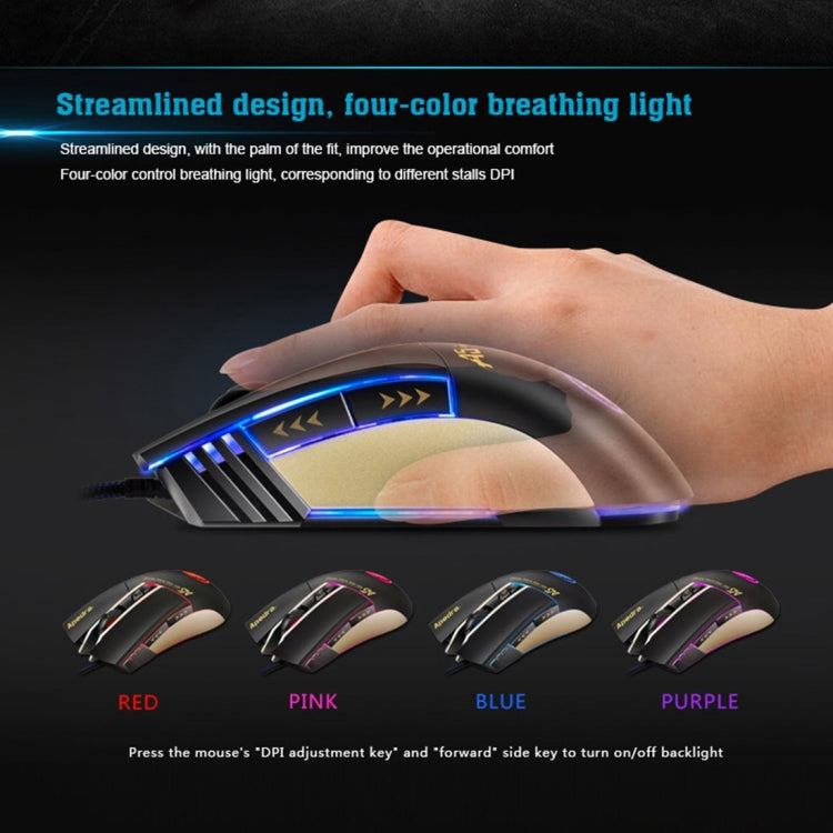 Apedra iMICE A5 High Precision Gaming Mouse LED four color controlled breathing light USB 7 Buttons 3200 DPI Wired Optical Gaming Mouse for Computer PC Laptop(Black) - Wired Mice by iMICE | Online Shopping South Africa | PMC TechLife | Buy Now Pay Later Mobicred