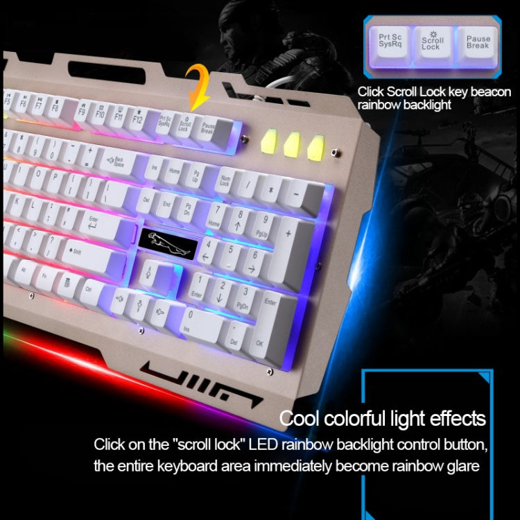 ZGB G700 104 Keys USB Wired Mechanical Feel Glowing Metal Panel Suspension Gaming Keyboard with Phone Holder(Black) - Wired Keyboard by PMC Jewellery | Online Shopping South Africa | PMC Jewellery | Buy Now Pay Later Mobicred