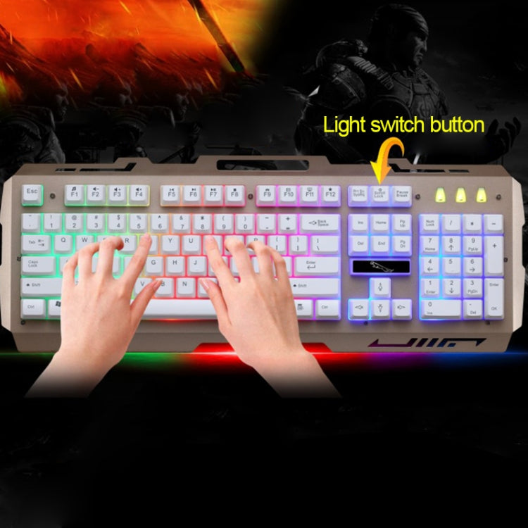 ZGB G700 104 Keys USB Wired Mechanical Feel Glowing Metal Panel Suspension Gaming Keyboard with Phone Holder(Gold) - Wired Keyboard by PMC Jewellery | Online Shopping South Africa | PMC Jewellery | Buy Now Pay Later Mobicred