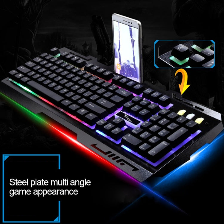 ZGB G700 104 Keys USB Wired Mechanical Feel Glowing Metal Panel Suspension Gaming Keyboard with Phone Holder(Gold) - Wired Keyboard by PMC Jewellery | Online Shopping South Africa | PMC Jewellery | Buy Now Pay Later Mobicred