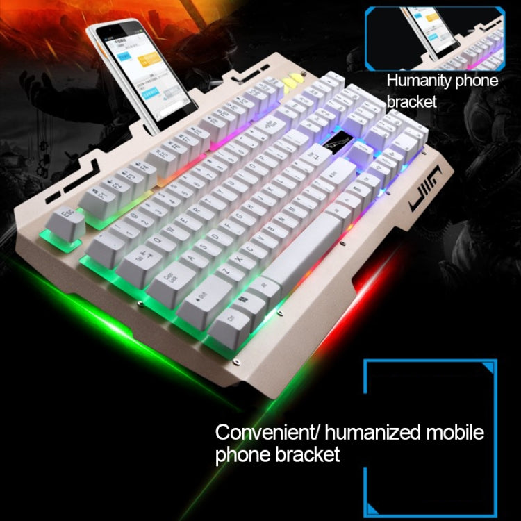 ZGB G700 104 Keys USB Wired Mechanical Feel Glowing Metal Panel Suspension Gaming Keyboard with Phone Holder(Gold) - Wired Keyboard by PMC Jewellery | Online Shopping South Africa | PMC Jewellery | Buy Now Pay Later Mobicred