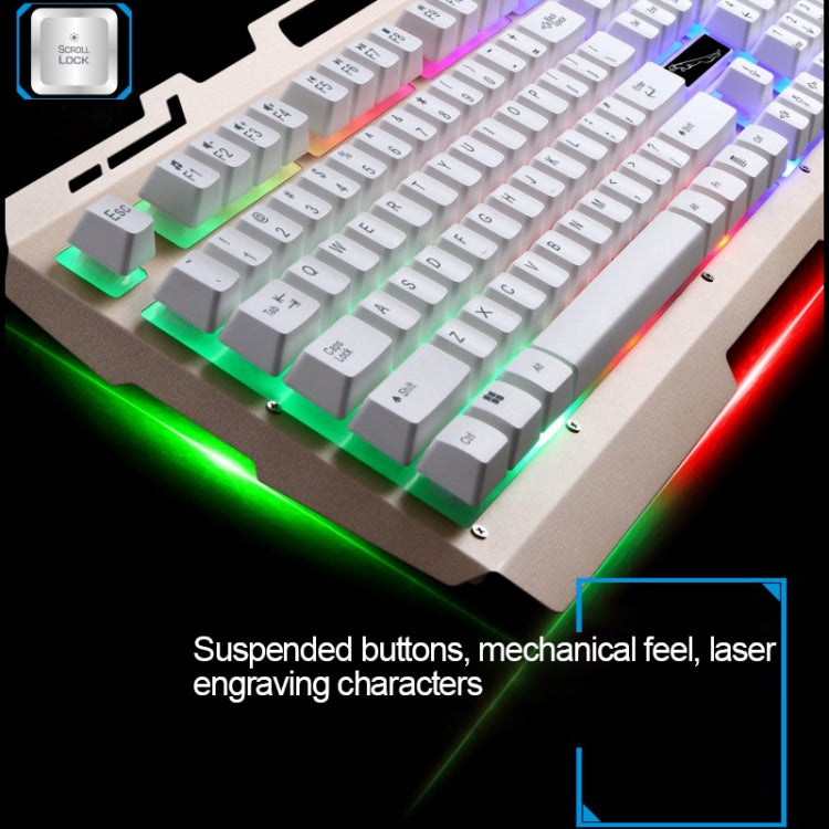 ZGB G700 104 Keys USB Wired Mechanical Feel Glowing Metal Panel Suspension Gaming Keyboard with Phone Holder(Gold) - Wired Keyboard by PMC Jewellery | Online Shopping South Africa | PMC Jewellery | Buy Now Pay Later Mobicred