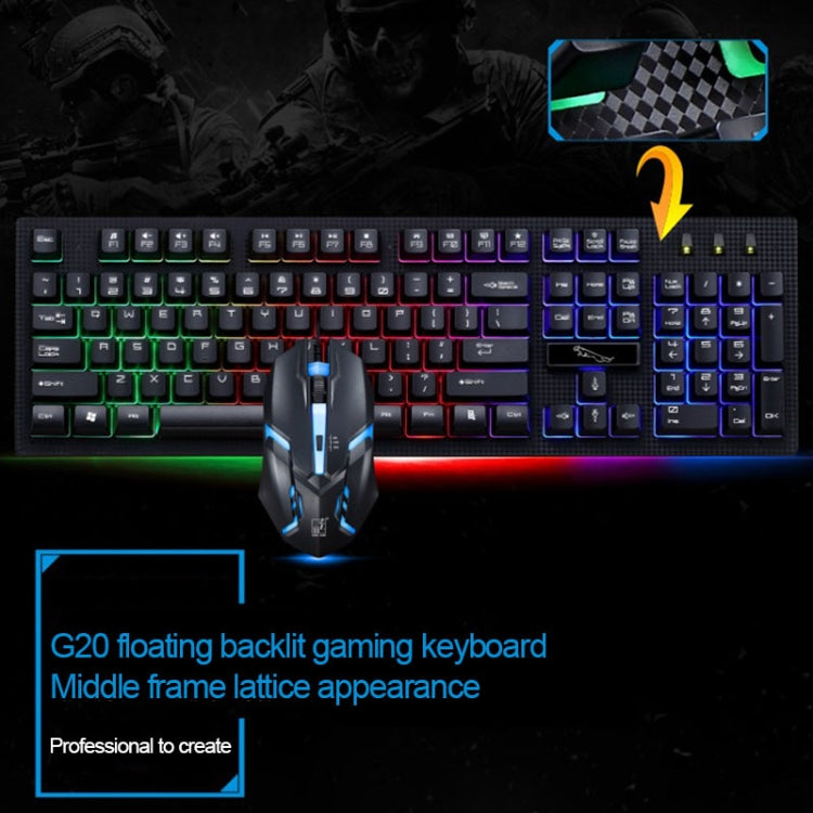 ZGB G20 1600 DPI Professional Wired Glowing Mechanical Feel Suspension Keyboard + Optical Mouse Kit for Laptop, PC(White) - Wired Keyboard by PMC TechLife | Online Shopping South Africa | PMC TechLife | Buy Now Pay Later Mobicred