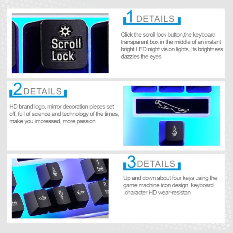 ZGB G21 1600 DPI Professional Wired Colorful Backlight Mechanical Feel Suspension Keyboard + Optical Mouse Kit for Laptop, PC(Black) - Wired Keyboard by PMC TechLife | Online Shopping South Africa | PMC TechLife | Buy Now Pay Later Mobicred