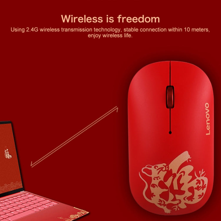 Lenovo Air Handle Lightweight Portable Mute Wireless Mouse, Blessing Mouse Version (Red) - free shipping - PMC Jewellery - Order now!
