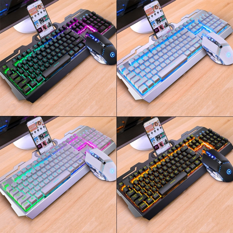 YINDIAO V2 Mechanical Feel Gaming Keyboard Mouse Set (White Rainbow Light) - free shipping - PMC Jewellery - Order now!
