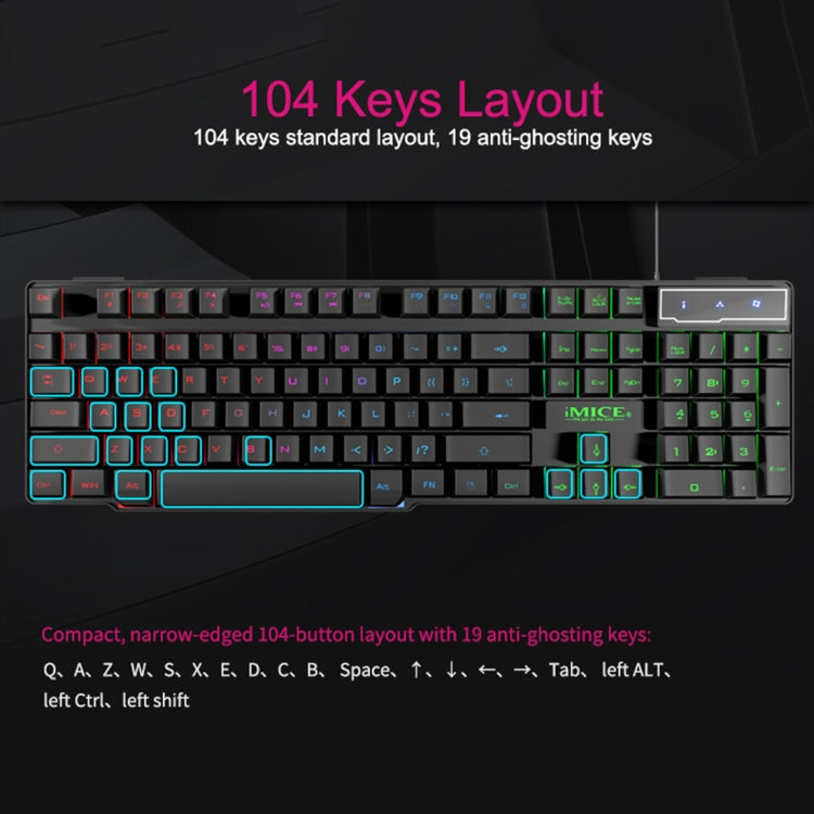 iMICE AK-600 Wired USB Floating Keycap Characters Glow Backlit Gaming Keyboard(Black) - free shipping - PMC Jewellery - Order now!