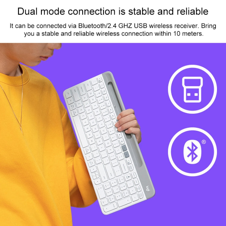 Logitech K580 Dual Modes Thin and Light Multi-device Wireless Keyboard with Phone Holder (White) - free shipping - PMC Jewellery - Order now!