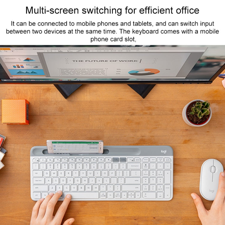 Logitech K580 Dual Modes Thin and Light Multi-device Wireless Keyboard with Phone Holder (White) - free shipping - PMC Jewellery - Order now!