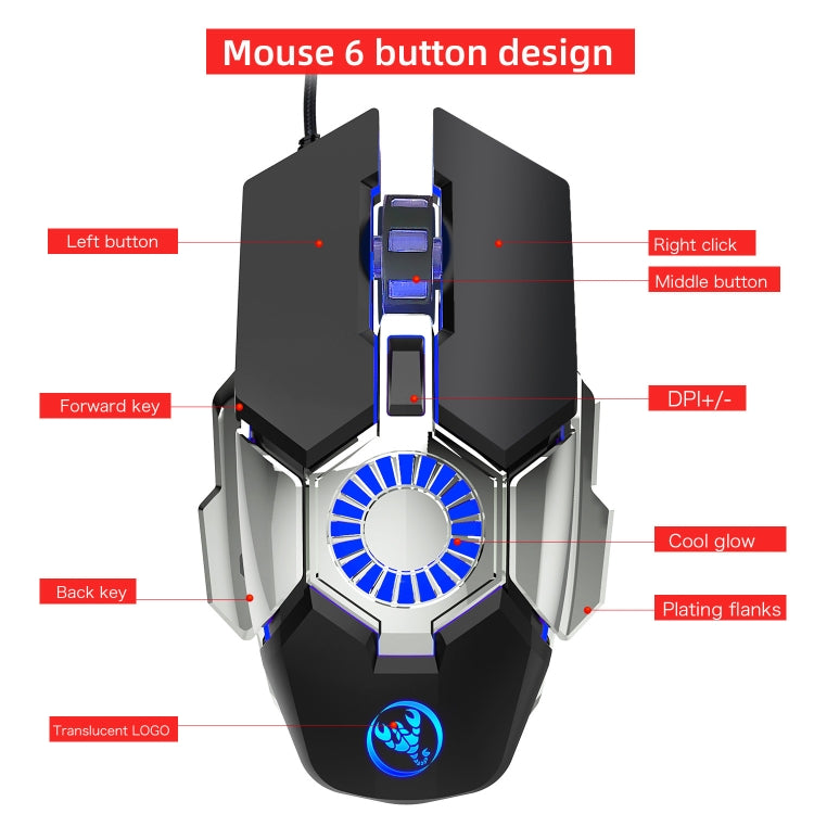 HXSJ J700 Colorful Lighting Programmable E-sports Gaming Wired Mouse - free shipping - PMC TechLife - Order now!