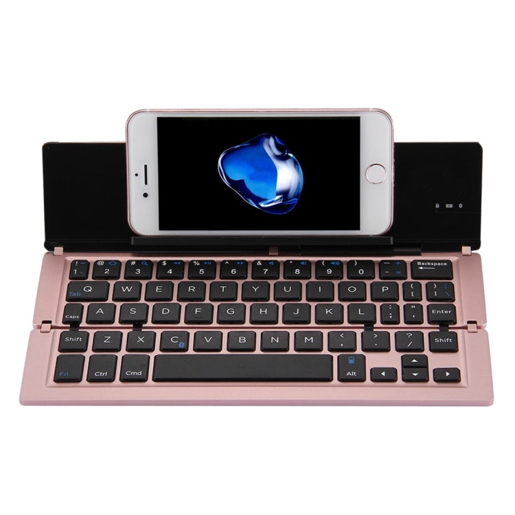 F18 Ultra-slim Rechargeable Foldable 58 Keys Bluetooth Wireless Keyboard with Holder(Rose Gold) - Wireless Keyboard by PMC Jewellery | Online Shopping South Africa | PMC Jewellery | Buy Now Pay Later Mobicred