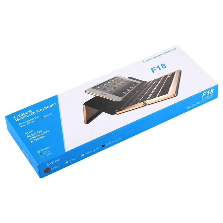 F18 Ultra-slim Rechargeable Foldable 58 Keys Bluetooth Wireless Keyboard with Holder(Rose Gold) - Wireless Keyboard by PMC Jewellery | Online Shopping South Africa | PMC Jewellery | Buy Now Pay Later Mobicred