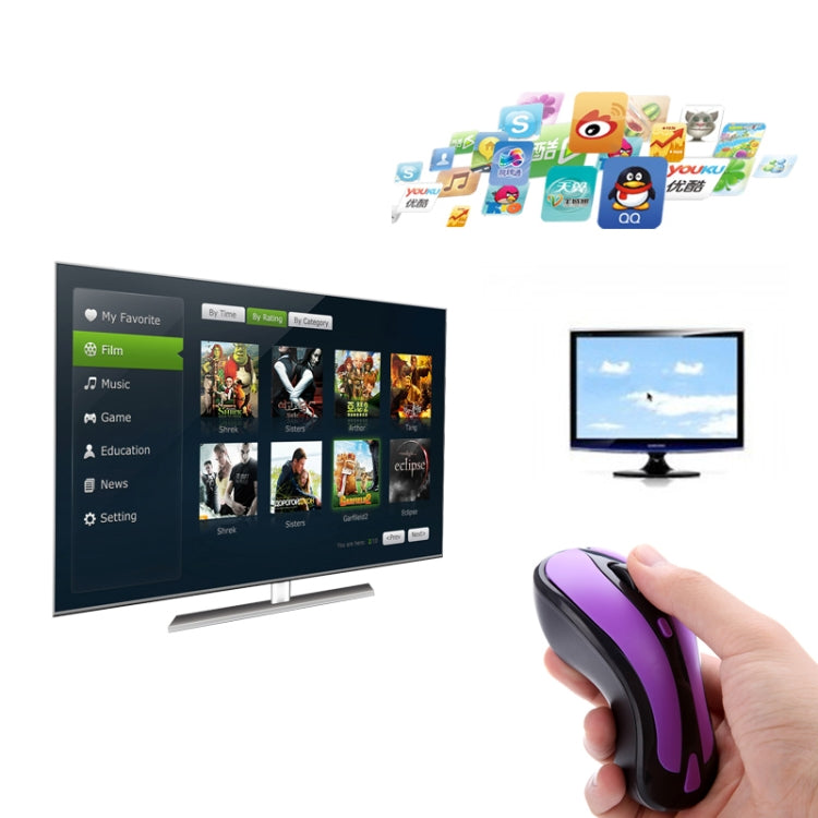 PR-01 6D Gyroscope Fly Air Mouse 2.4G USB Receiver 1600 DPI Wireless Optical Mouse for Computer PC Android Smart TV Box (Purple + Black) - free shipping - PMC Jewellery - Order now!