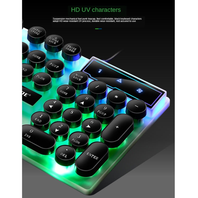 TX300 Mechanical Feel Backlight Punk Wired Keyboard Mouse Set (White) - Wired Keyboard by PMC TechLife | Online Shopping South Africa | PMC TechLife | Buy Now Pay Later Mobicred