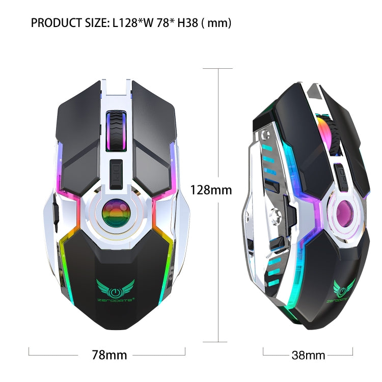 ZERODATE T30 2.4GHz 2400DPI Three-speed Adjustable RGB Backlight Wireless Optical Mouse(Grey) - free shipping - PMC Jewellery - Order now!
