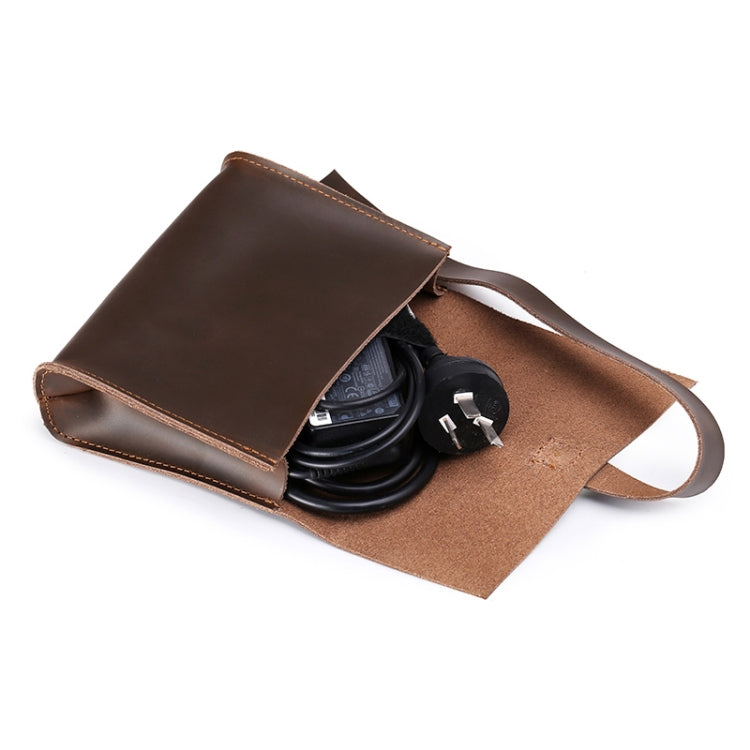 Universal Genuine Leather Business Power Adapter Laptop Tablet Bag with Cable Winder, For 12 inch and Below Macbook, Samsung, Lenovo, Sony, DELL Alienware, CHUWI, ASUS, HP(Coffee) - 12.1 inch by PMC TechLife | Online Shopping South Africa | PMC TechLife | Buy Now Pay Later Mobicred