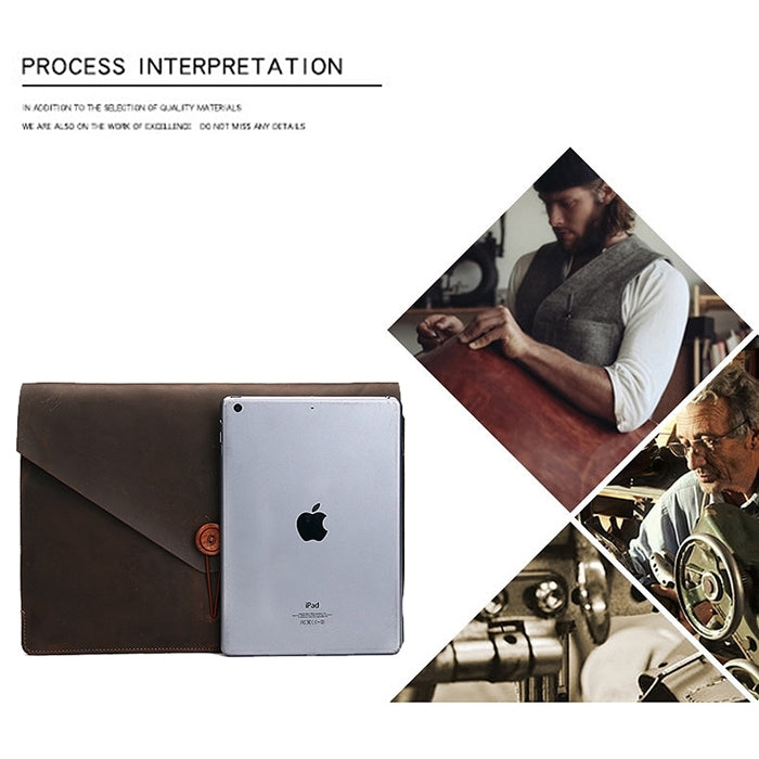 Universal Genuine Leather Business Laptop Tablet Bag, For 12 inch and Below Macbook, Samsung, Lenovo, Sony, DELL Alienware, CHUWI, ASUS, HP(Coffee) - 12.1 inch by PMC Jewellery | Online Shopping South Africa | PMC Jewellery | Buy Now Pay Later Mobicred