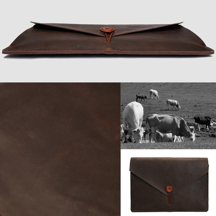 Universal Genuine Leather Business Laptop Tablet Bag, For 12 inch and Below Macbook, Samsung, Lenovo, Sony, DELL Alienware, CHUWI, ASUS, HP(Yellow) - 12.1 inch by PMC Jewellery | Online Shopping South Africa | PMC Jewellery | Buy Now Pay Later Mobicred